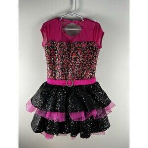 Weissman Roar Dance Costume MC Pink Medium Child Black